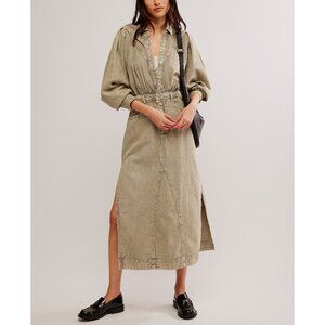 FREE PEOPLE Mad Love Denim Midi Dress / Sage. 

🆕 NWT♥️ Sz Medium
